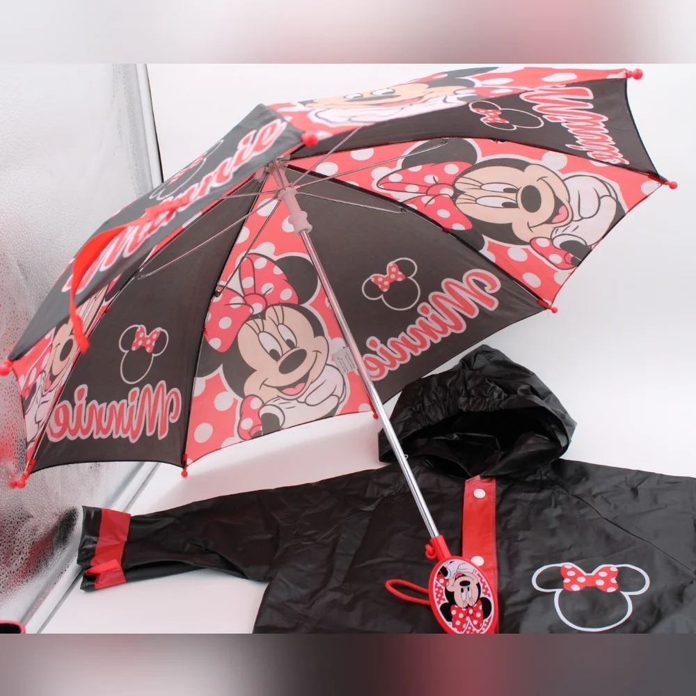 Disney Minnie Mouse 3-Piece Rain Set – Jacket S, Boots 6, Umbrella
